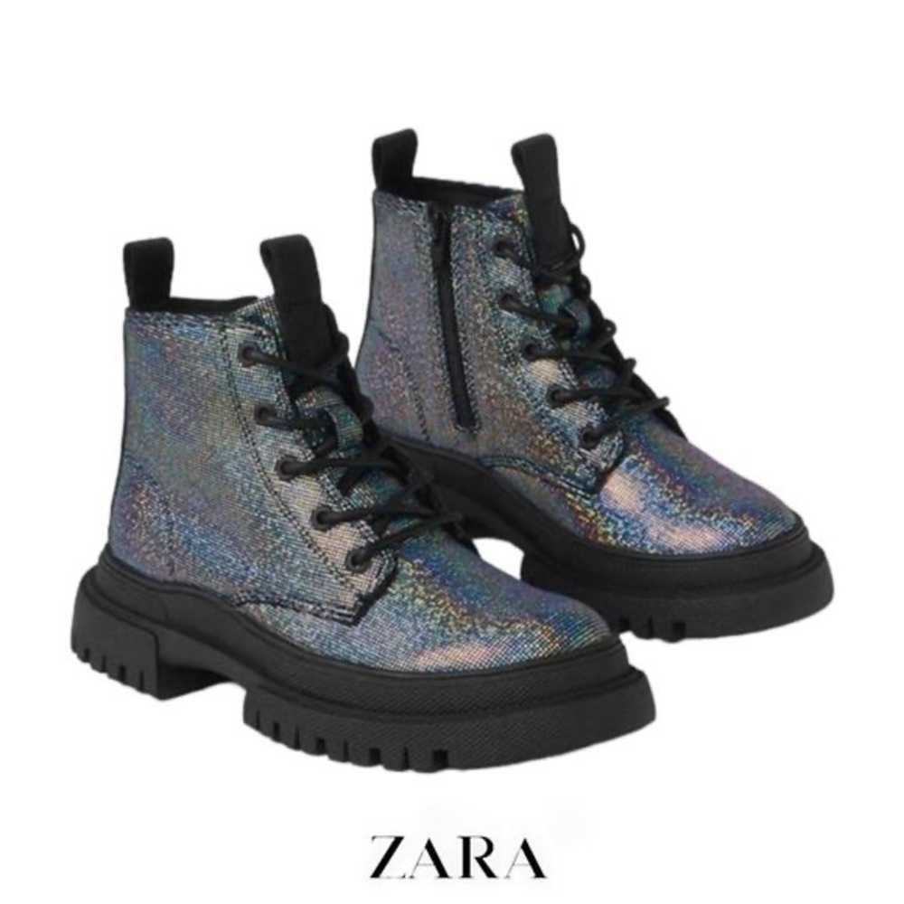 Zara Kids Holographic Ankle Boots • worn only once• Size 34 (US 2.5)